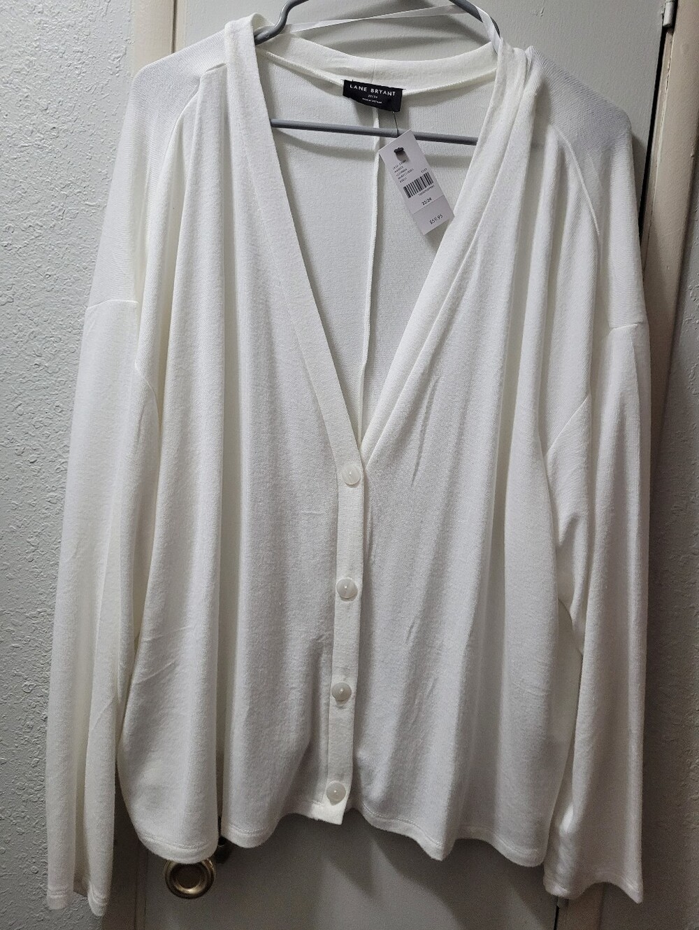 Lane Bryant White V-Neck Button-Front Cardigan New With Tags Size 22/24